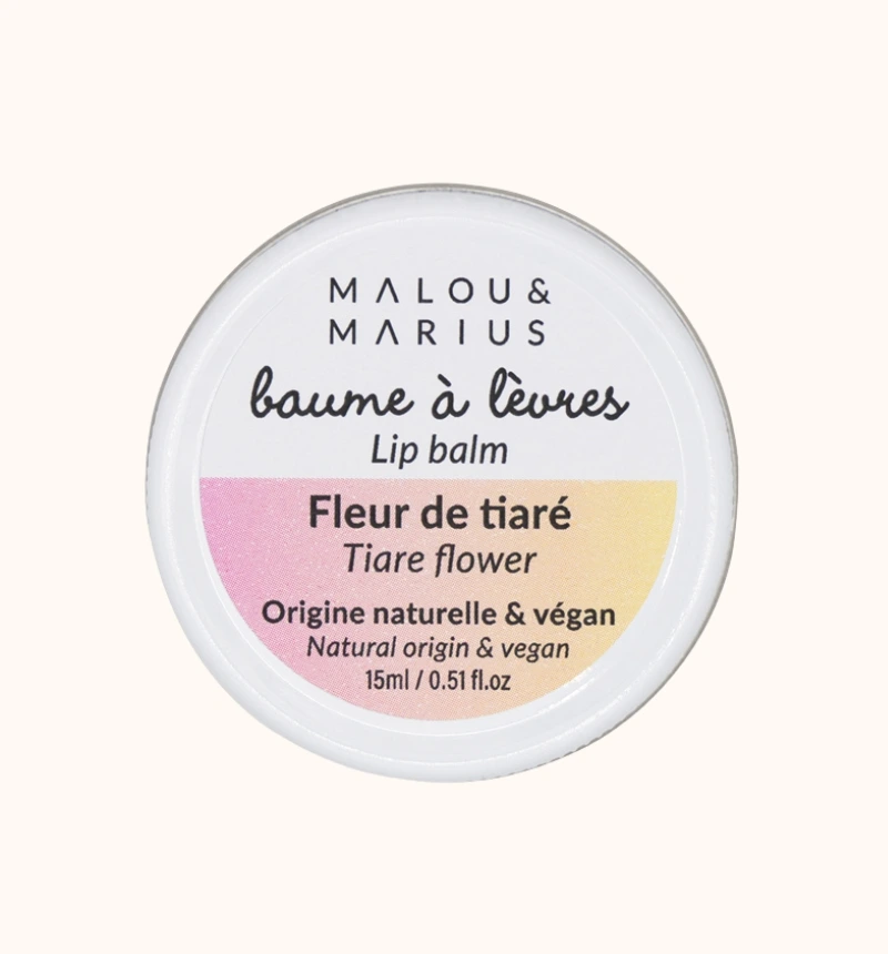 Baume à lèvres 100_ d'origine naturelle et Végan Malou&Marius 15ml TIARE.webp