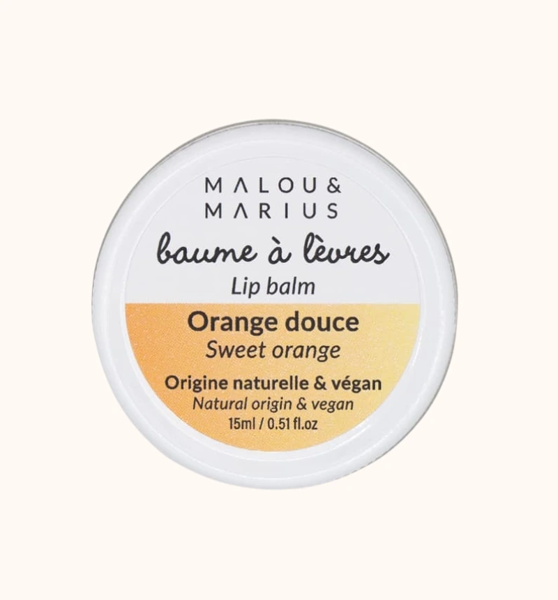 Baume à lèvres 100_ d'origine naturelle et Végan Malou&Marius 15ml ORANGE.webp