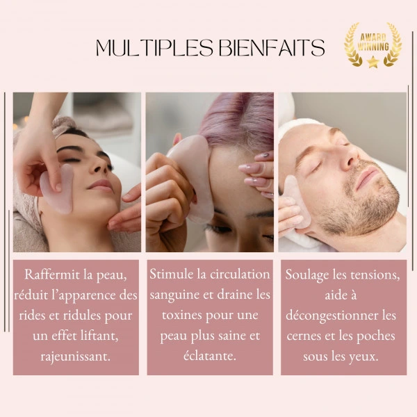 Masseur Gua Sha En Pierre Naturelle Avec Housse En Lin Sun&Sia rose4.webp