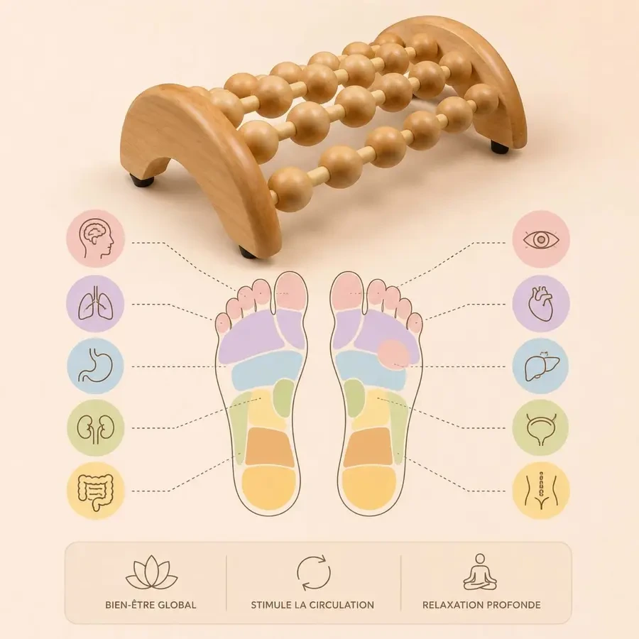 Masseur Réflexologie en bois pour les pieds Sun&Sia5.webp