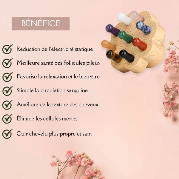 Brosse Pour Cuir Chevelu Fleur 9 Picots en Pierre Naturelle Sun&Sia10.webp