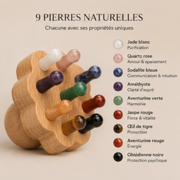 Brosse Pour Cuir Chevelu Fleur 9 Picots en Pierre Naturelle Sun&Sia6.webp