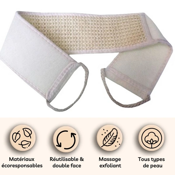 Lanière de Bain Massage & Exfoliation Beige En Crin 70cm Sun&Sia2.webp
