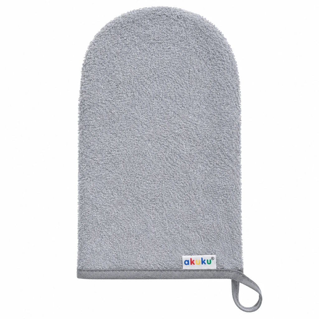 Gants de Toilette Lavables 100% Coton AKUKU Lot de 6 gris.webp