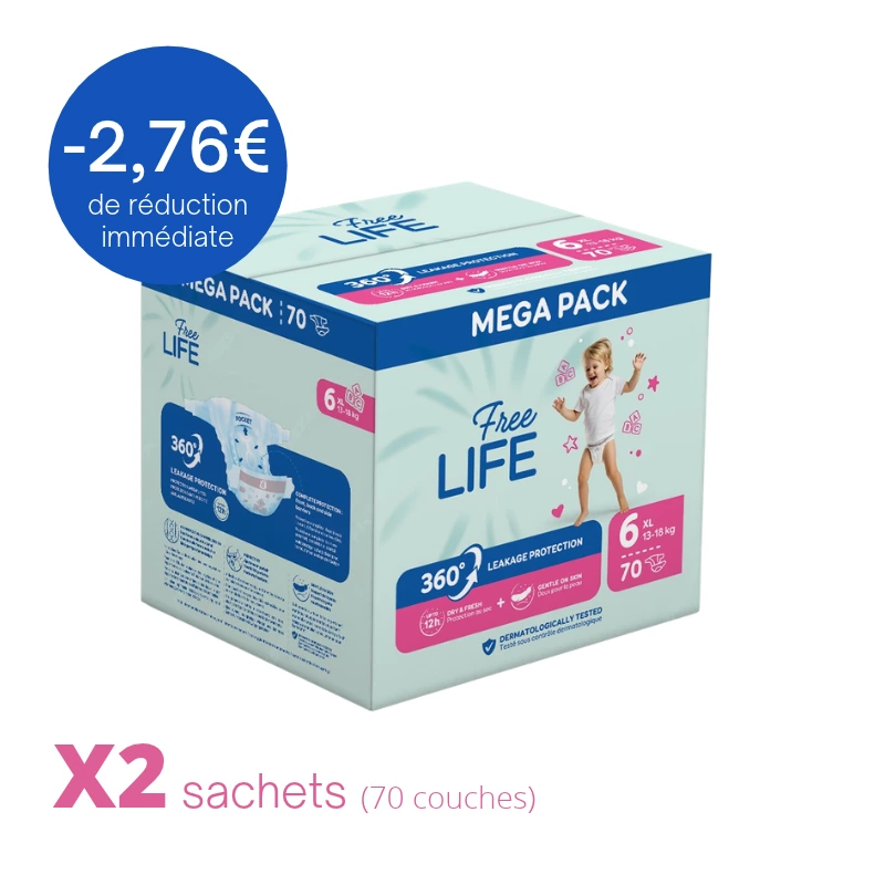 Couche Bébé Freelife 360° N°6 XL 13-18kg Sachet de 35 couches carton.webp