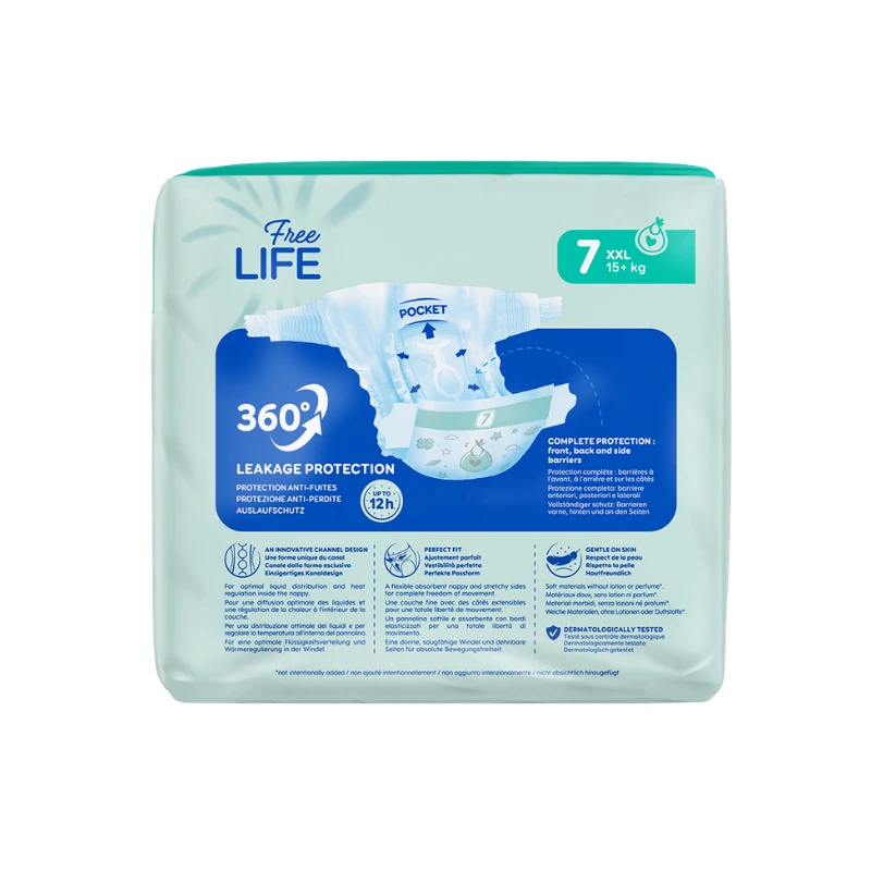 Couche Bébé Freelife 360° N°7 XXL 15+kg Sachet de 30 couches b.webp