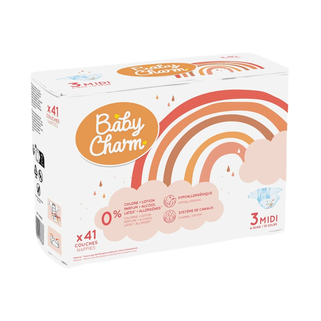 Couche Bébé Babycharm N°3 Midi 4-9Kg Sachet de 41 Couches.webp