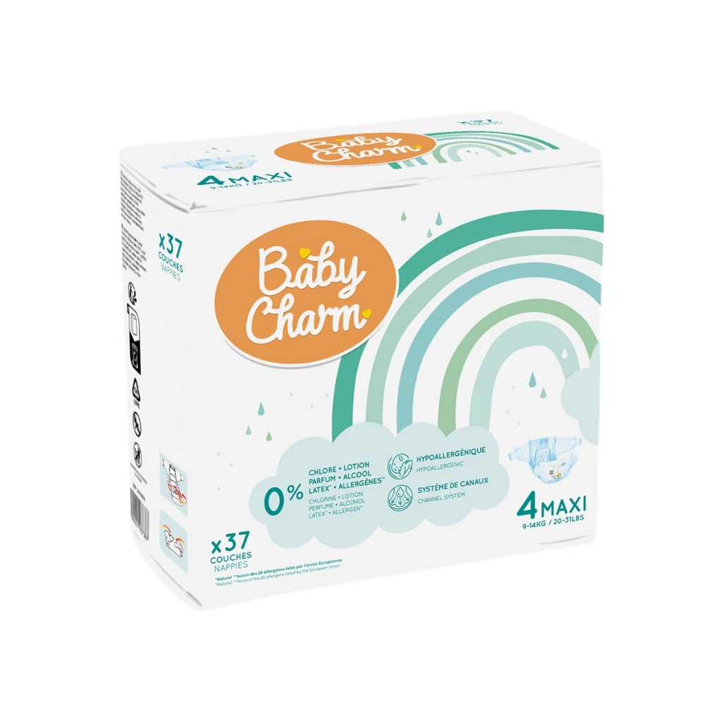 Couche Bébé Babycharm N°4 Maxi 7-14Kg Sachet de 37 Couches.webp