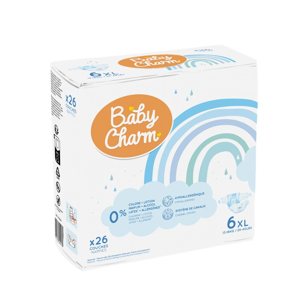 Couche Bébé Babycharm N°6 XL 13-18Kg Sachet de 26 Couches.webp