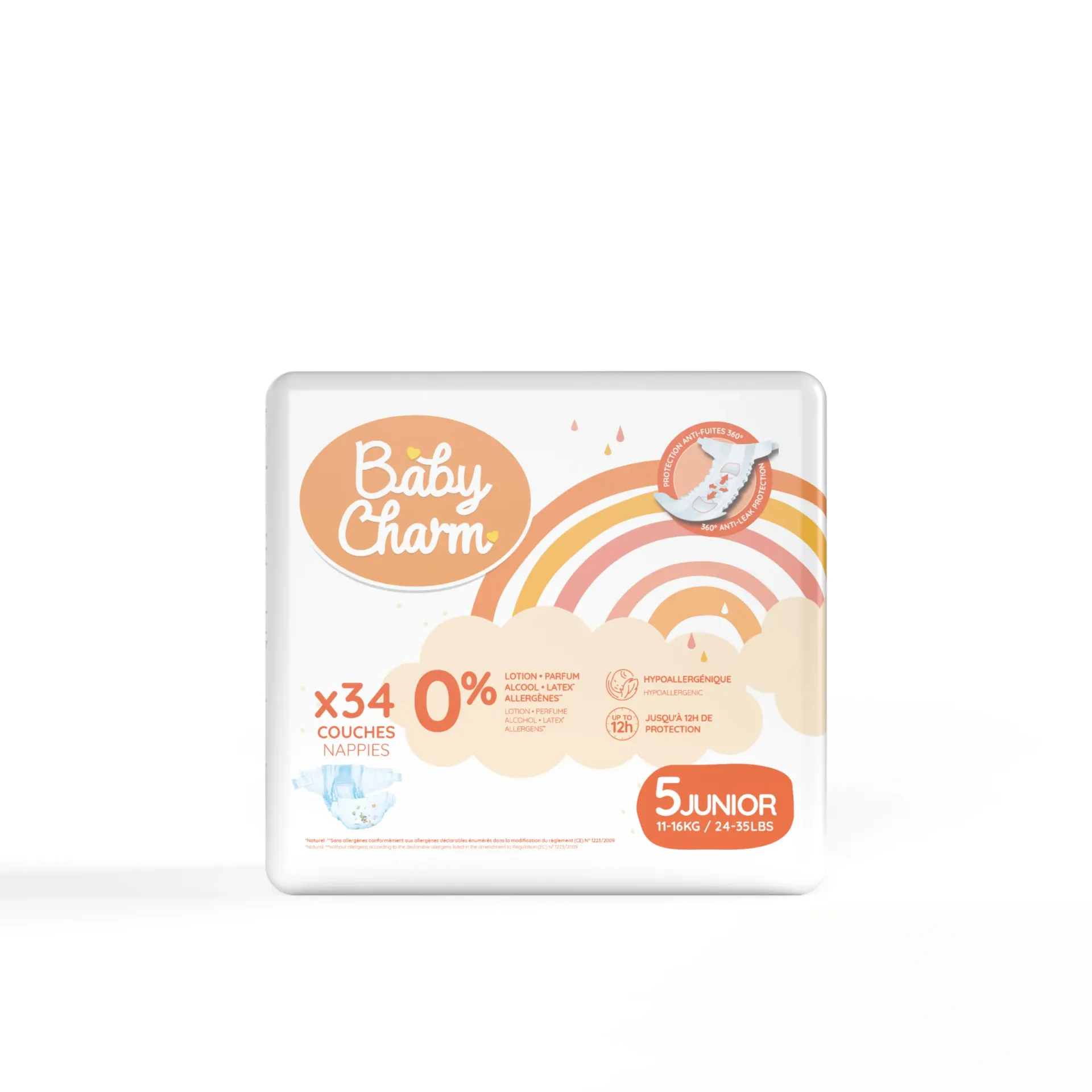 [CBBCHARM11/25] Couche Bébé Babycharm N°5 Junior 11-16Kg Sachet de 34 Couches