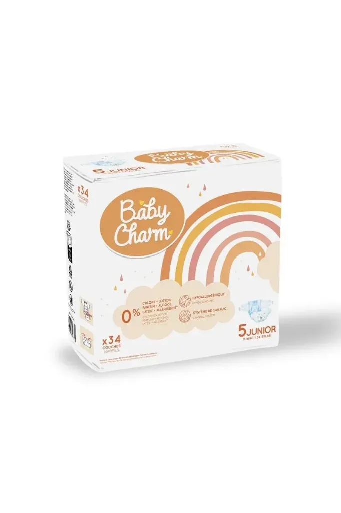 Couche Bébé Babycharm N°5 Junior 11-16Kg Sachet de 34 Couches