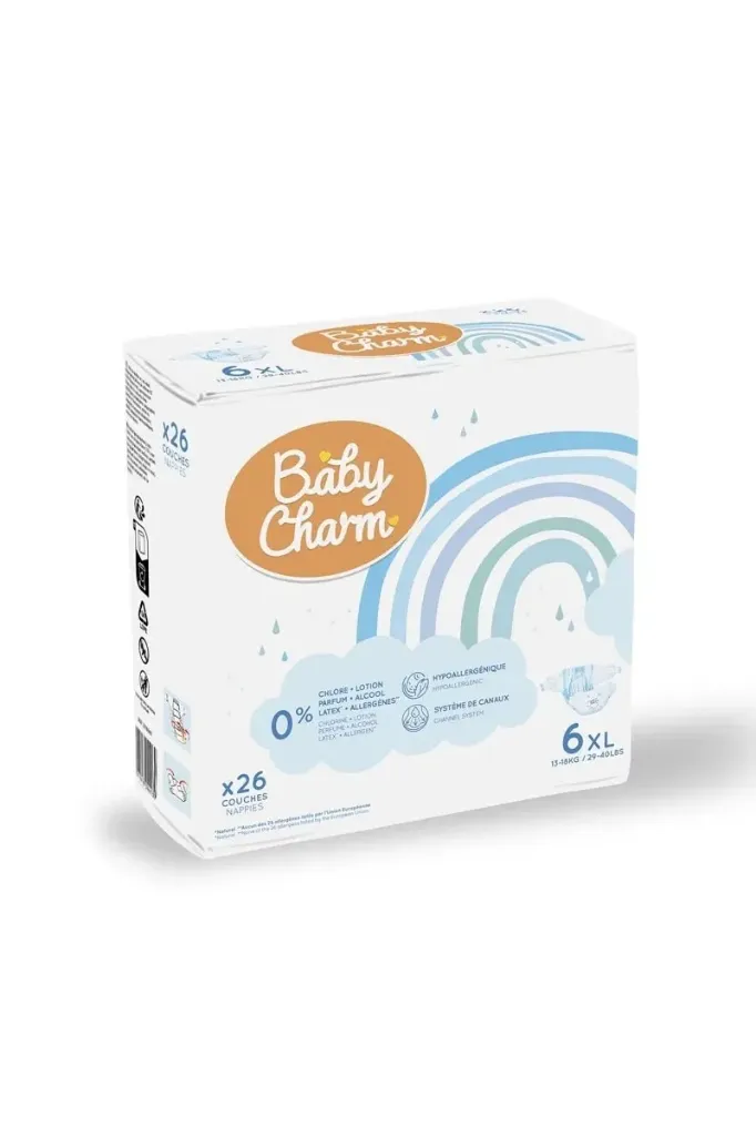 [CBBCHARM13/18] Couche Bébé Babycharm N°6 XL 13-18Kg Sachet de 26 Couches
