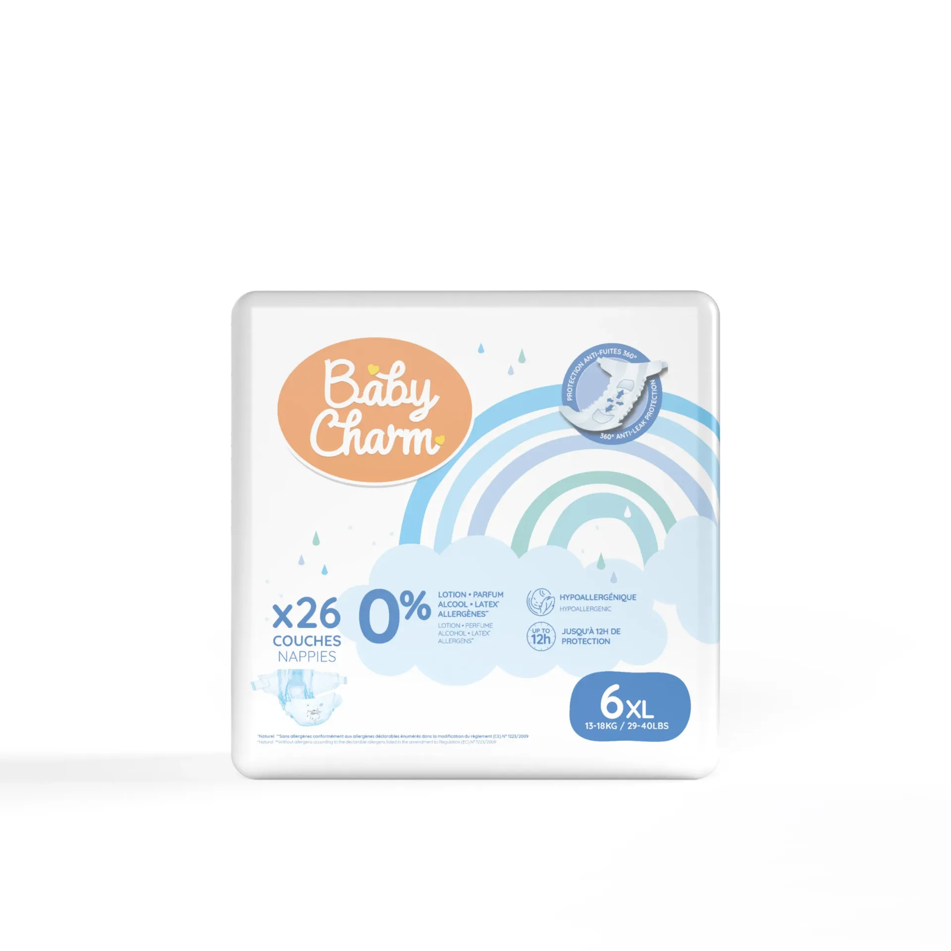 [CBBCHARM13/18] Couche Bébé Babycharm N°6 XL 13-18Kg Sachet de 26 Couches