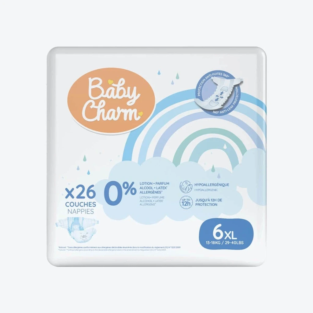 [CBBCHARM13/18] Couche Bébé Babycharm N°6 XL 13-18Kg Sachet de 26 Couches