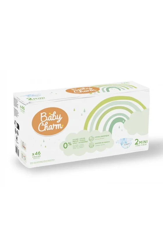 [CBBCHARM3/6] Couche Bébé Babycharm N°2 Mini 3-6Kg Sachet de 46 Couches