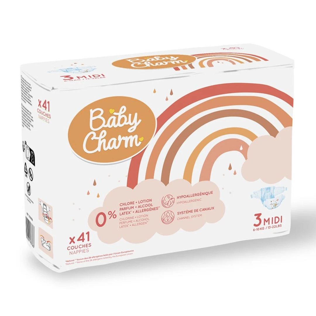 Couche Bébé Babycharm N°3 Midi 6-10Kg Sachet de 41 Couches