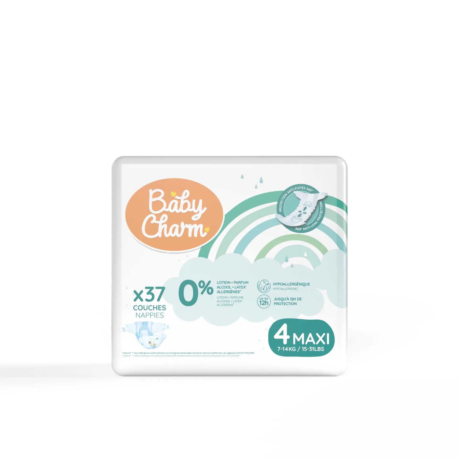 [CBBCHARM7/18] Couche Bébé Babycharm N°4 Maxi 7-14Kg Sachet de 37 Couches