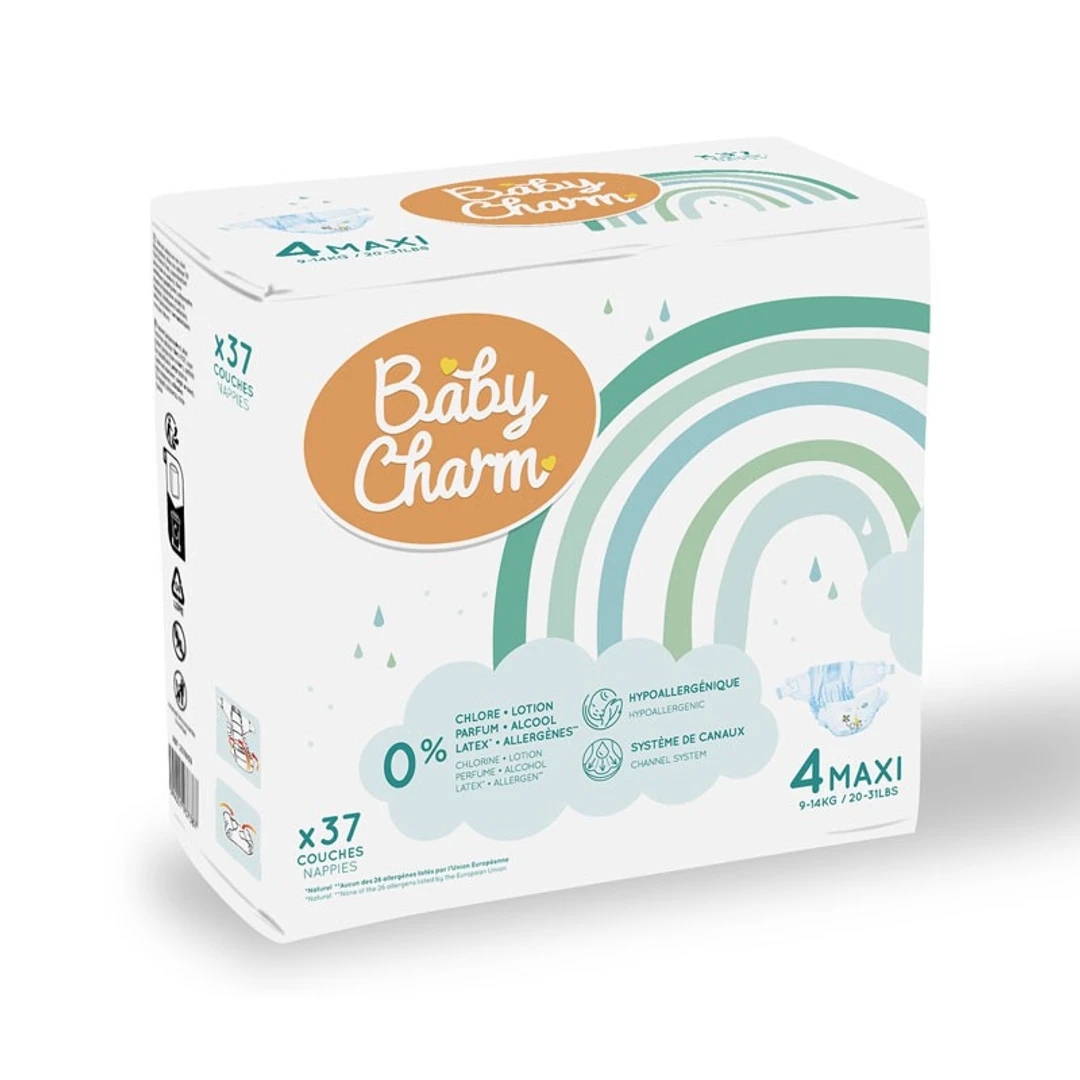 Couche Bébé Babycharm N°4 Maxi 9-14Kg Sachet de 37 Couches