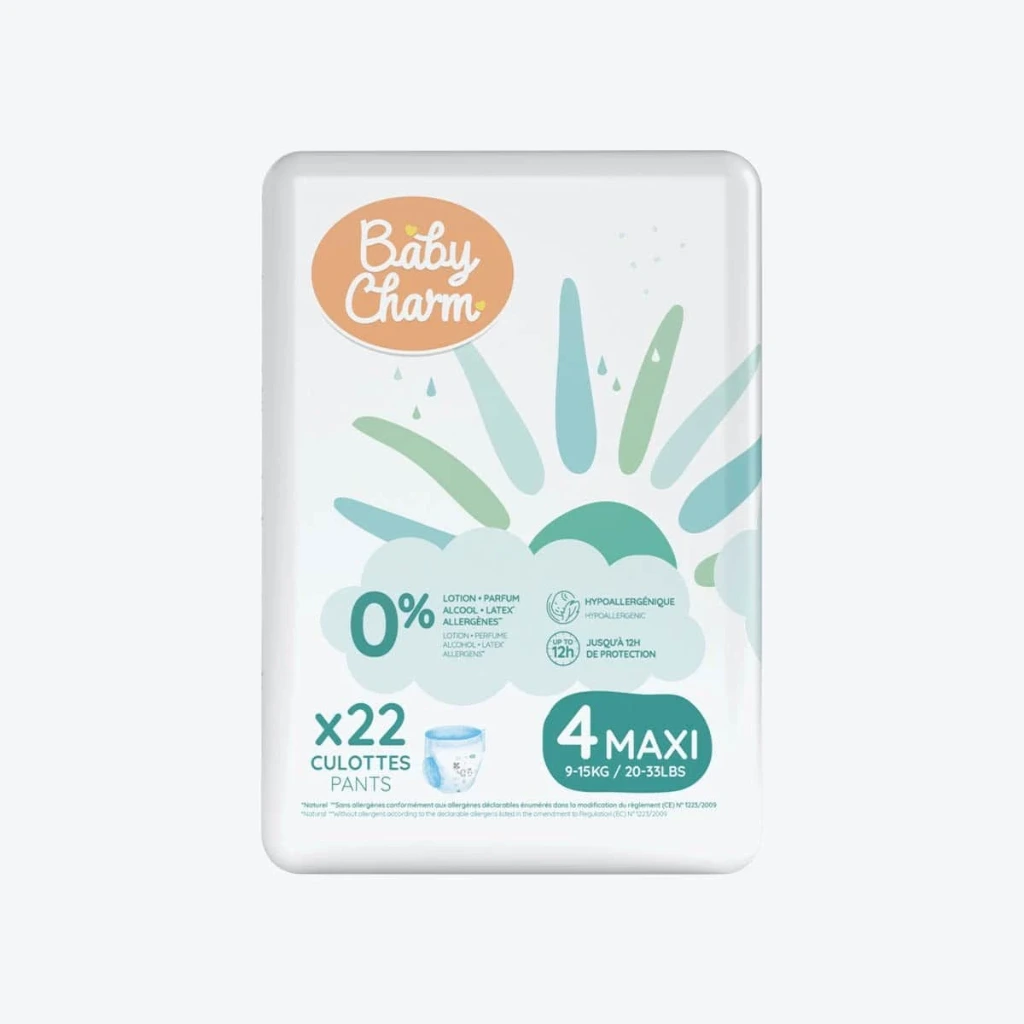[CBBCULOTTE9/15] Culotte bébé Babycharm N°4 Maxi 9-15Kg Sachet de 22 Pants