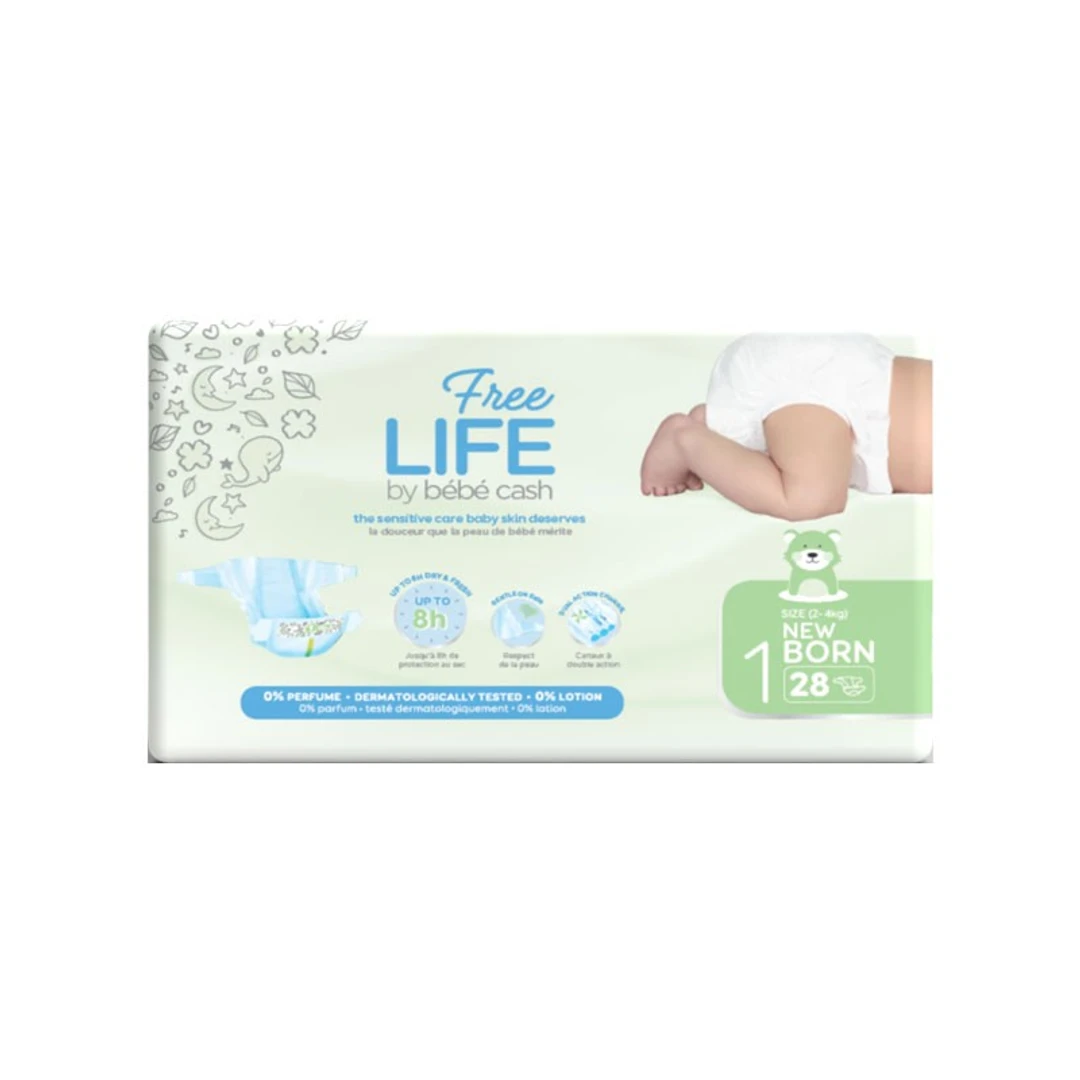 Couche Bebe Freelife T1 Newborn 2-5Kg Sachet de 28