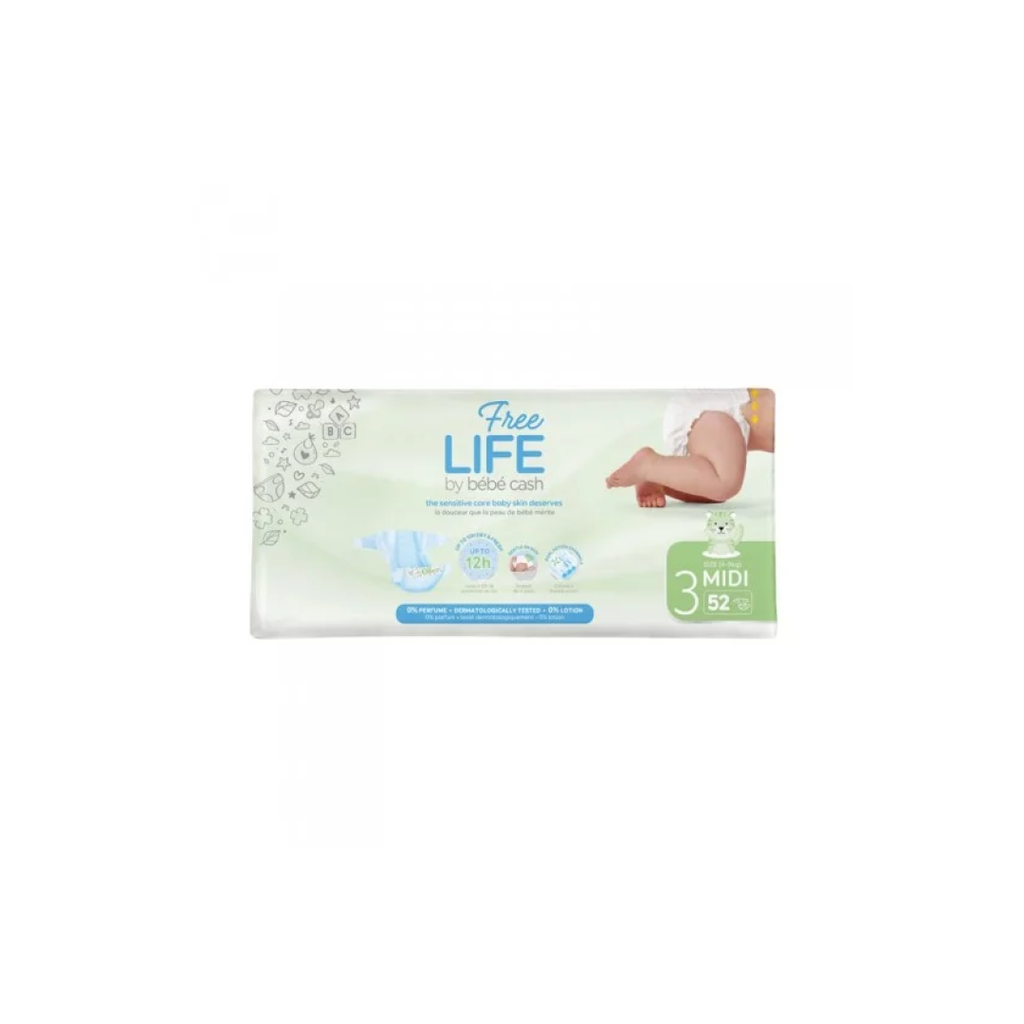 Couche Bebe Freelife T3 Midi 4-9Kg Sachet de 52