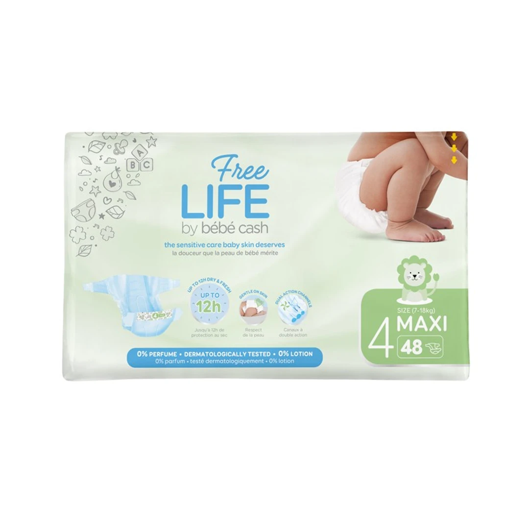 Couche Bébé Freelife N°4 Maxi 7-14Kg Sachet de 48 couches
