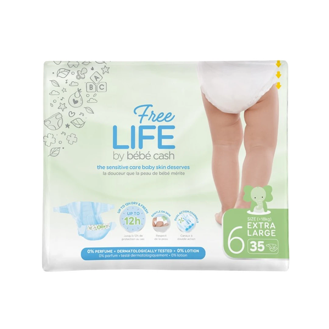Couche Bébé Freelife N°6 XL 13-18Kg Sachet de 35 Couches