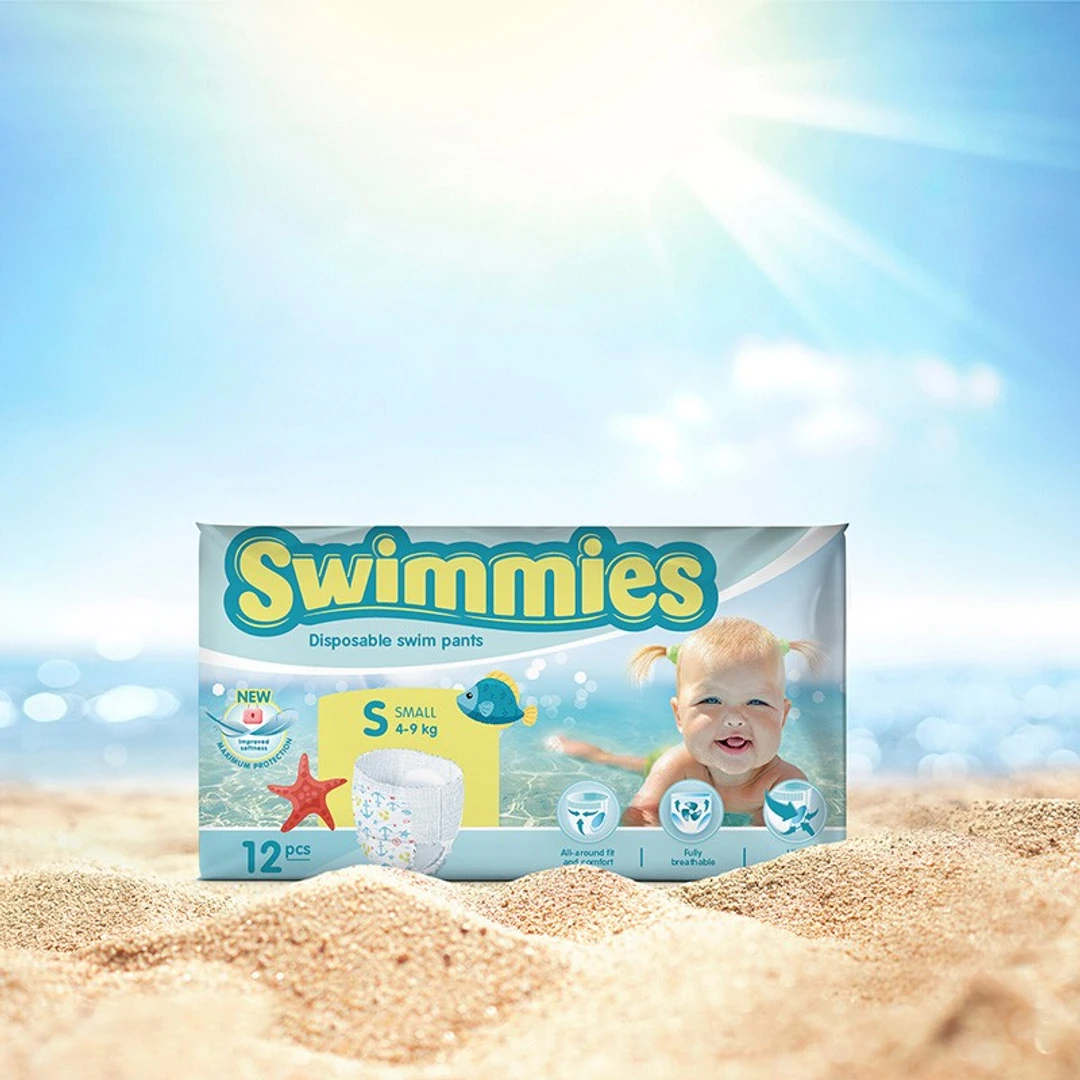 [CBCS4/9] Couche Bébé Piscine Swimmies Small 4/9Kg Sachet de 12