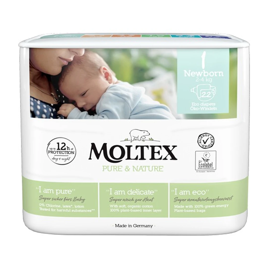 [CBMNM2/4] Couche Bébé Moltex N°1 Newborn 2-4Kg Sachet de 22 Couches