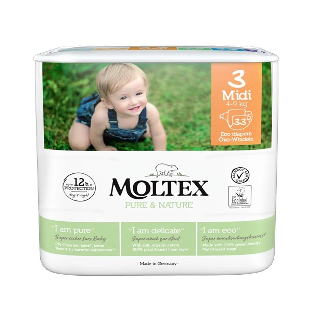 Couche Bébé Moltex N°3 Midi 4-9Kg Sachet de 33 Couches
