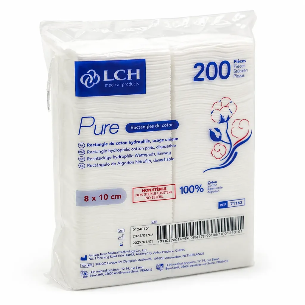 [CR8X10220] Coton Rectangle Pour le Change 8X10cm LCH sachet de 200