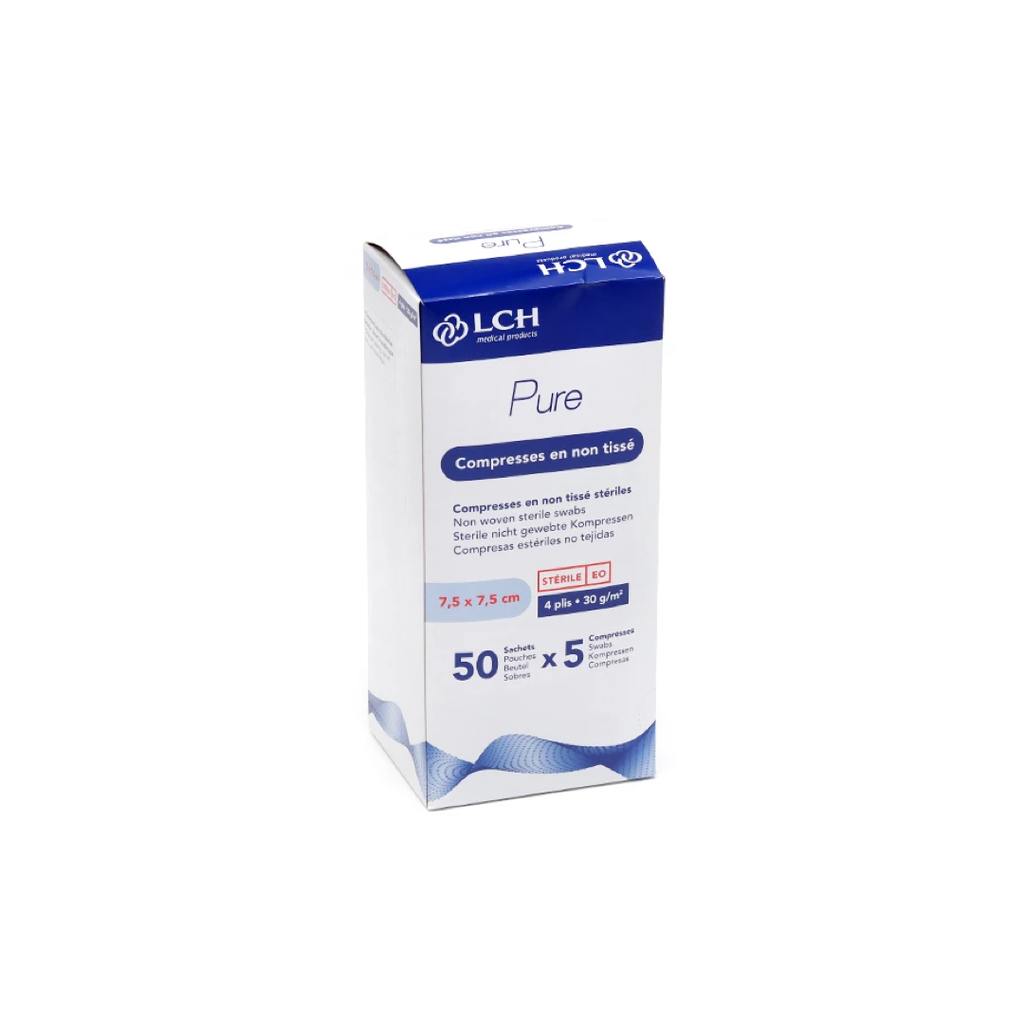 Compresse Stérile Non Tissée 7,5X7,5cm 30Gr Boite de 50 Sachets de 5