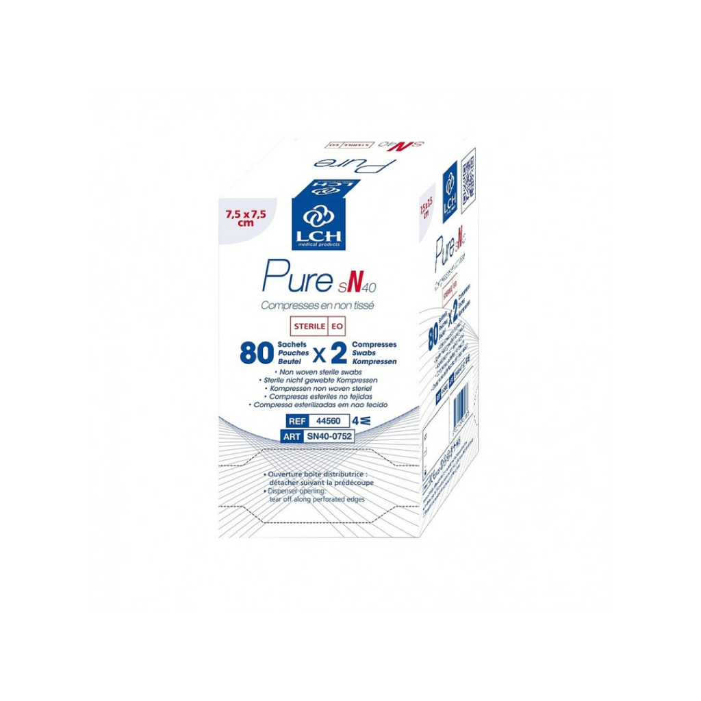 Compresse Stérile Non Tissée 7,5X7,5cm 40Gr Boite de 80 Sachets de 2