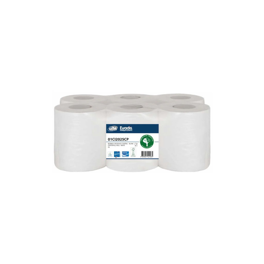 [EM450FG] Essuie-Mains Bobine Dévidage Central 19.6x24cm 450 Formats Gaufré Le Rouleau