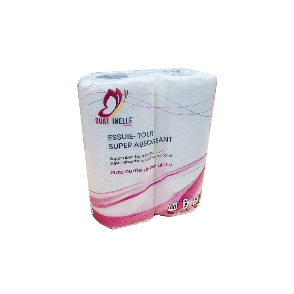 Essuie-Mains 23X22Cm 50Formats Gaufré Ouatinelle Sachet de 2 Rouleaux