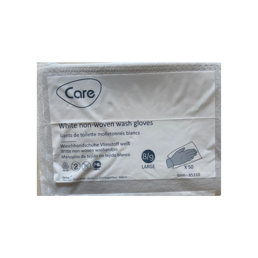 Gant de Toilette Molletonné Blanc 75G ID CARE Sachet de 50