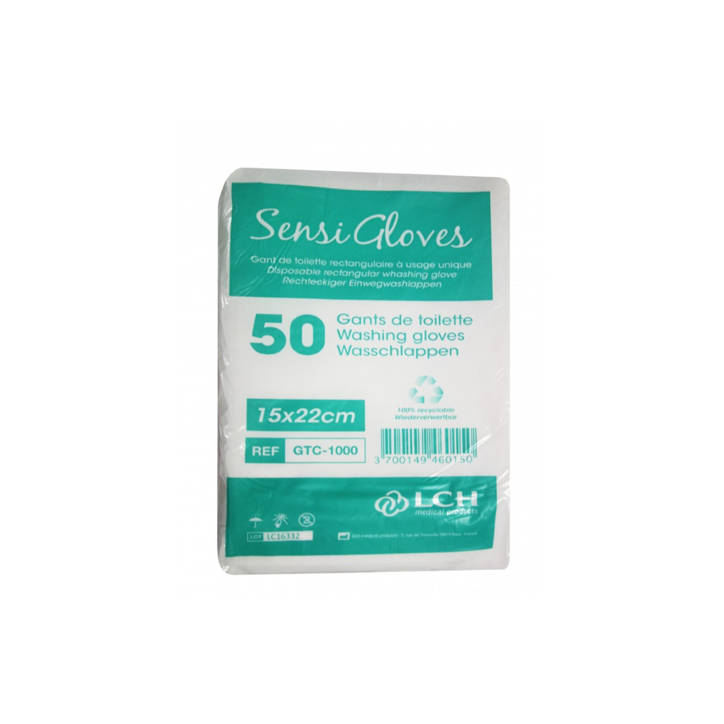 Gant de Toilette Non Tissé Sensigloves Sachet de 50