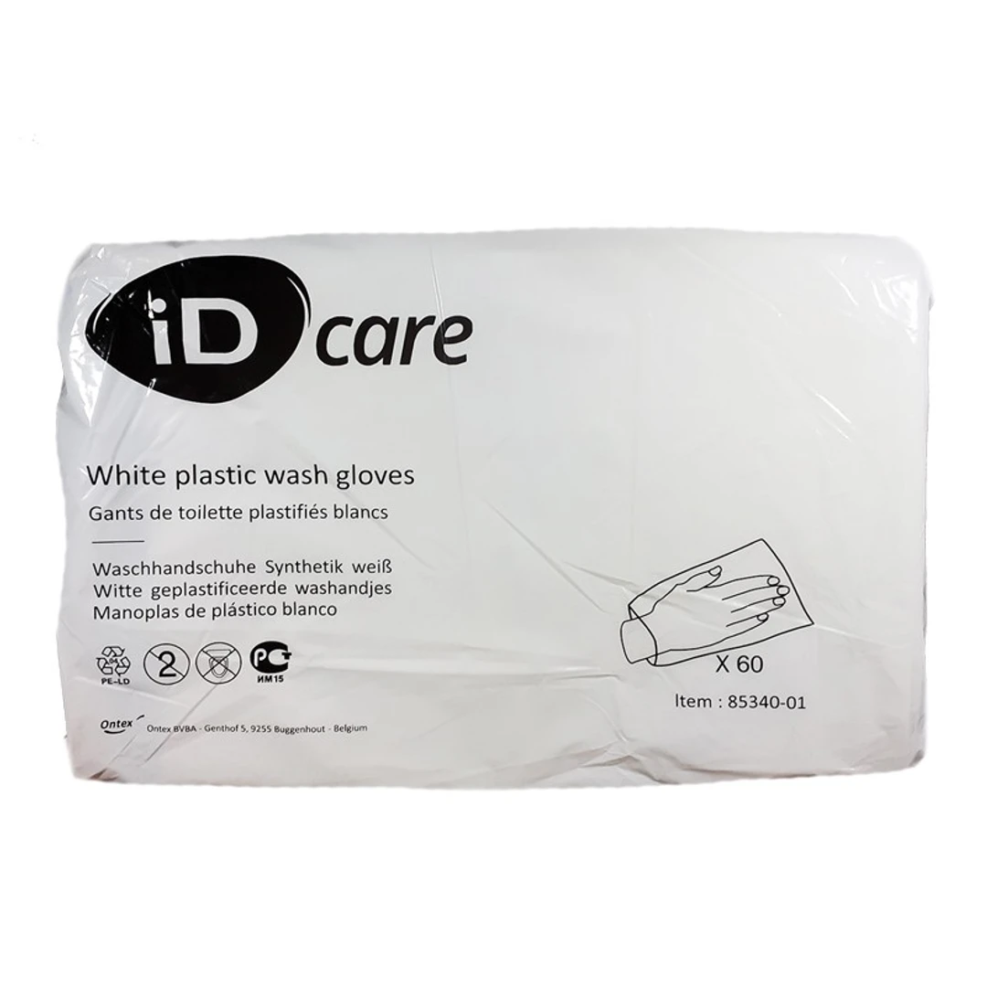 Gant de Toilette Plastifié Blanc/Bleu Serenity Care Sachet de 60