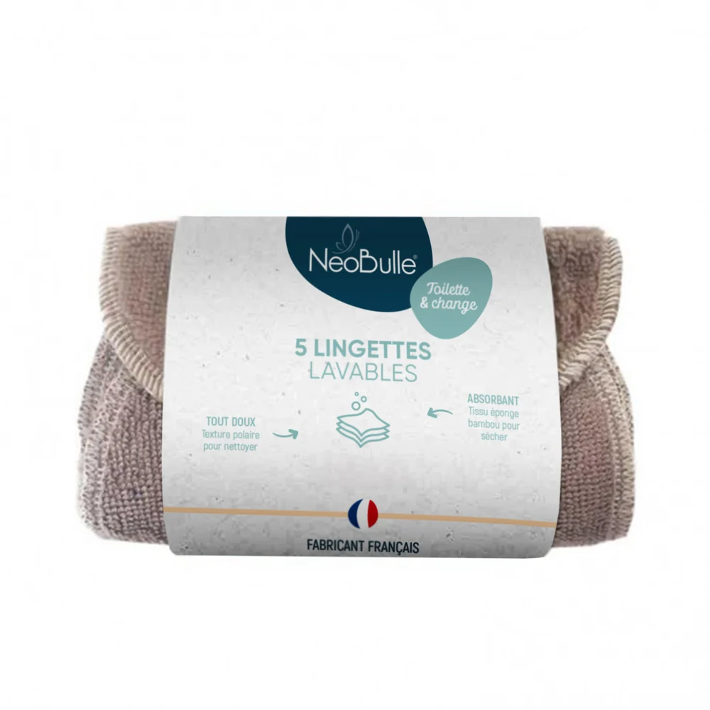 [LL] Lingettes Lavables Bébé En Fibre de Bambou NéoBulle Lot de 5