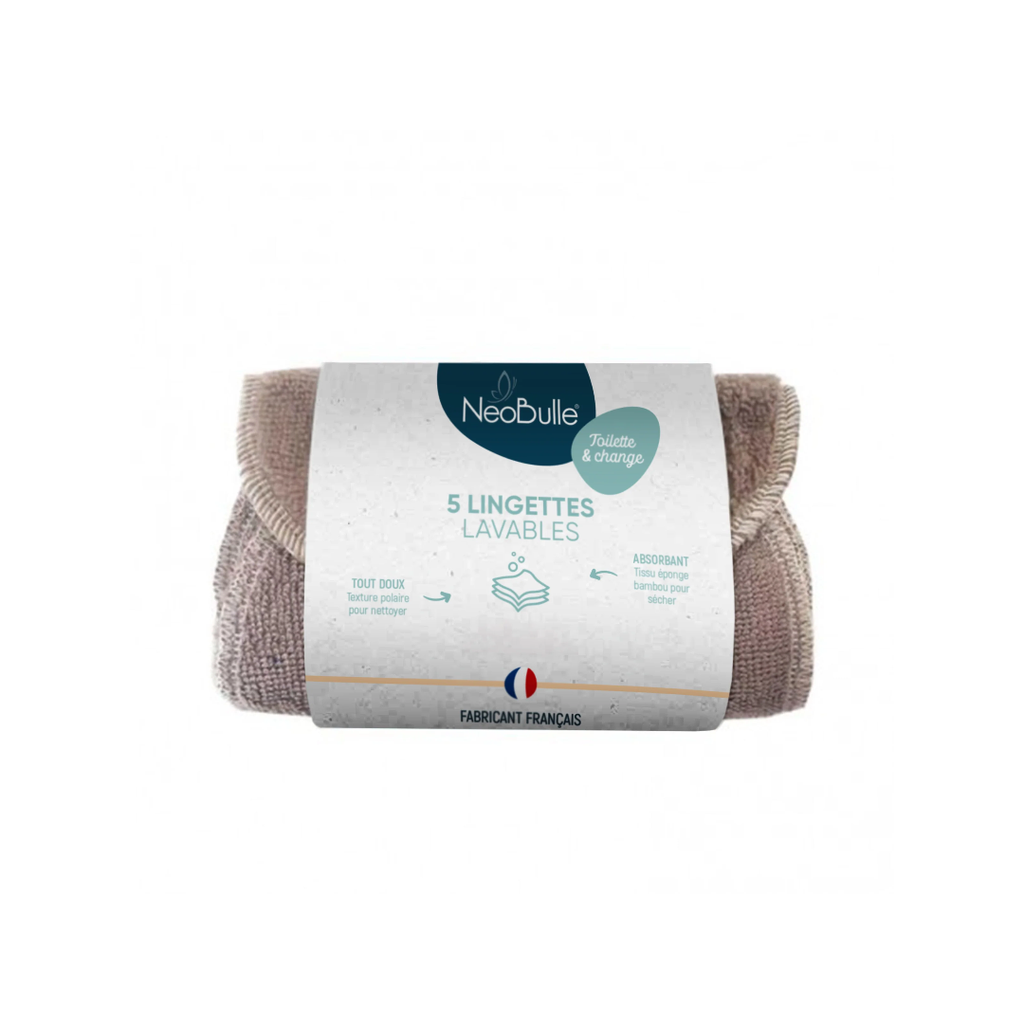 [LL] Lingettes Lavables Bébé En Fibre de Bambou Néobulle Lot de 5