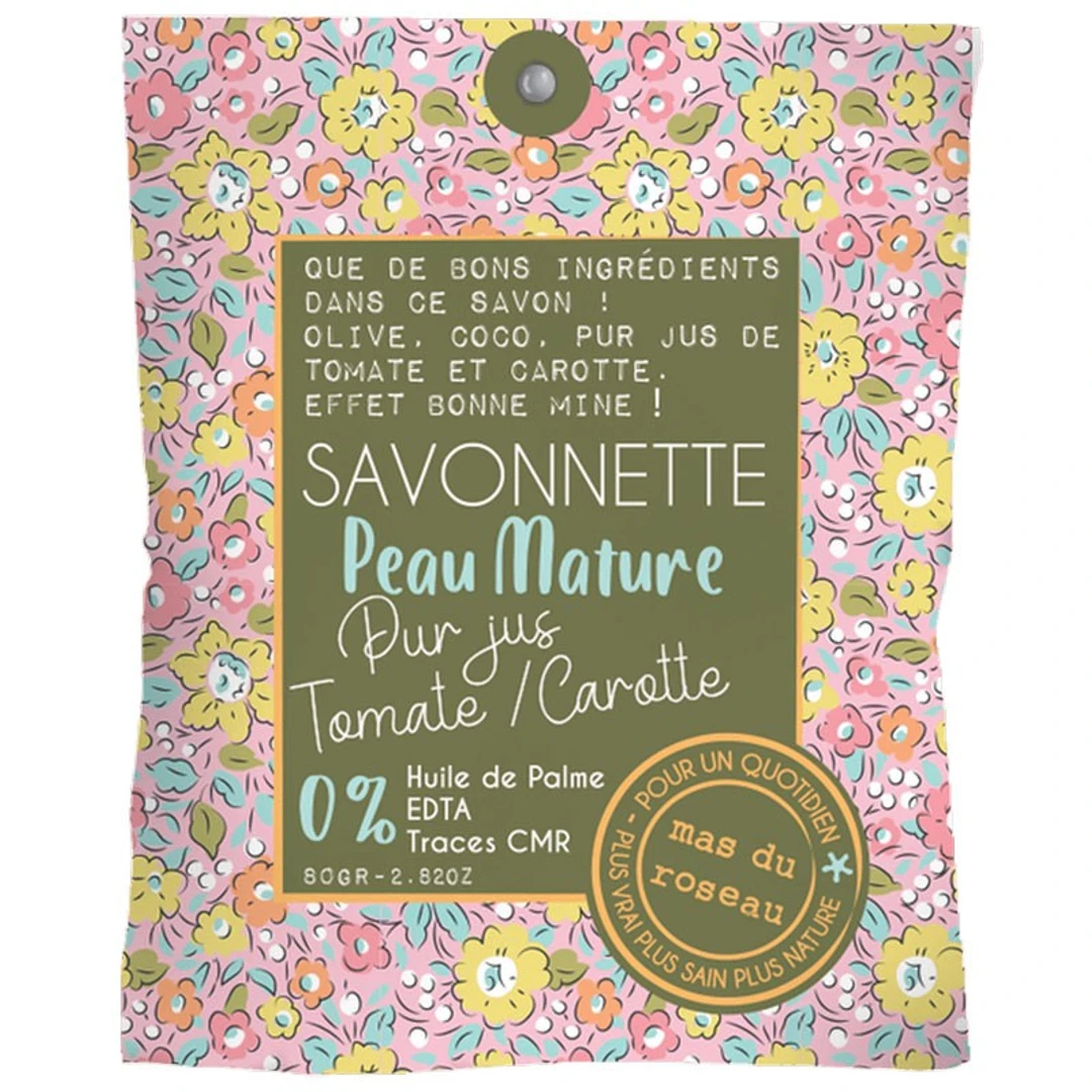 [SPM80] Savonnette "Peaux Matures" Jus Tomate/Carotte Mas Du Roseau 80G