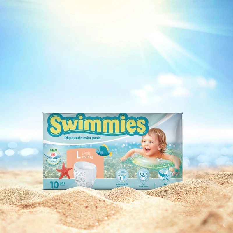 [SWIMMIESL] Couches Bébé Piscine Swimmies Large 12-17Kg Sachet de 10