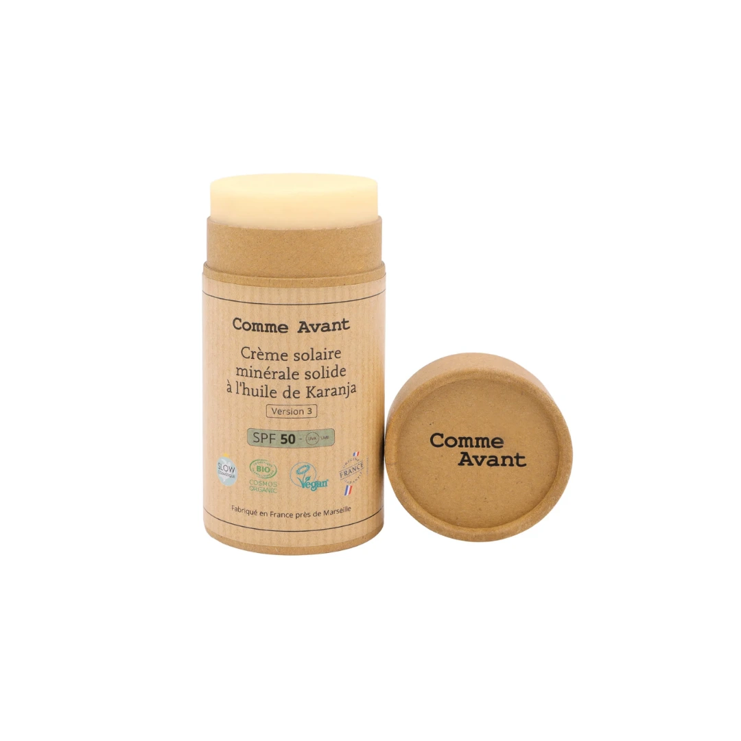 [CSCA-2] Crème Solaire Solide Bio SPF50 Huile de Karanja Comme Avant 80G (Monoï-Musc)