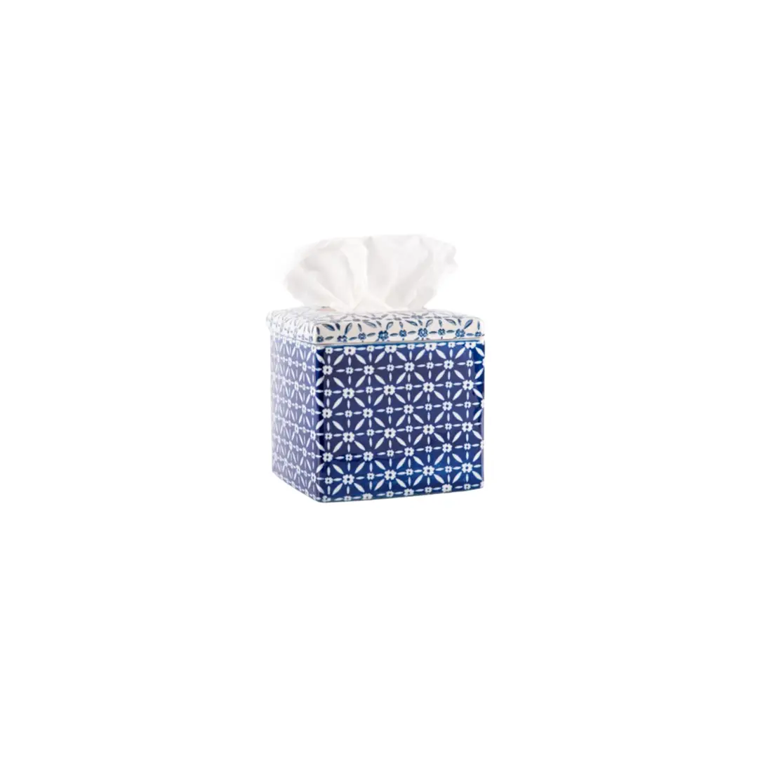 [DMSN-01] Distributeur à Mouchoirs Céramique 13X12X13cm Savonnerie de Nyons (Bleu)