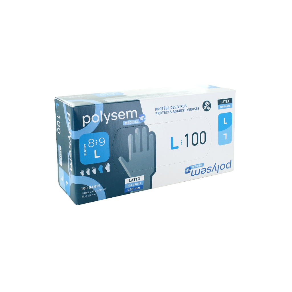 Gant d'Examen Nitrile Sans Poudre Bleu 240mm Polysem Boite de 200