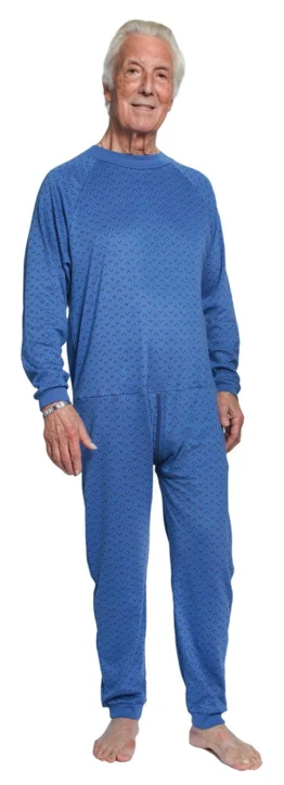 Pyjama/Combinaison Adulte Interlock Bleu Foncé à Motif