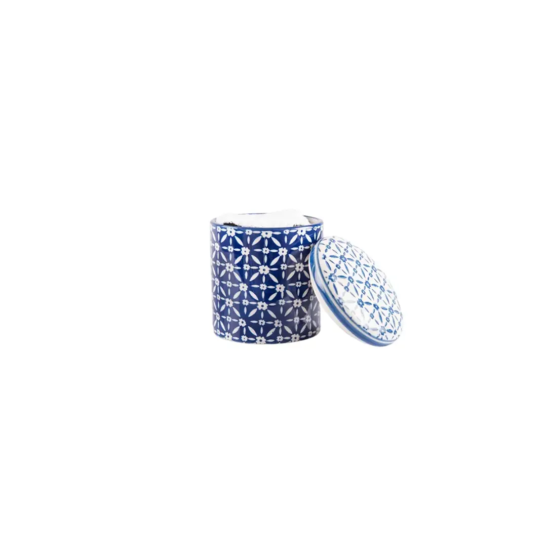 Range Coton Céramique 11X11X12cm Savonnerie de Nyons (Bleu)