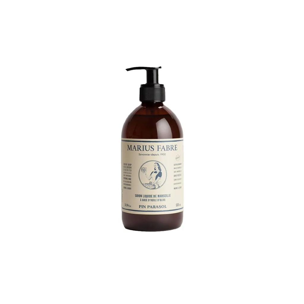 [SLMFHE500-01] Savon de Marseille Liquide Aux Huiles Essentielles Marius Fabre Flacon Pompe de 500ml (Pin Parasol)