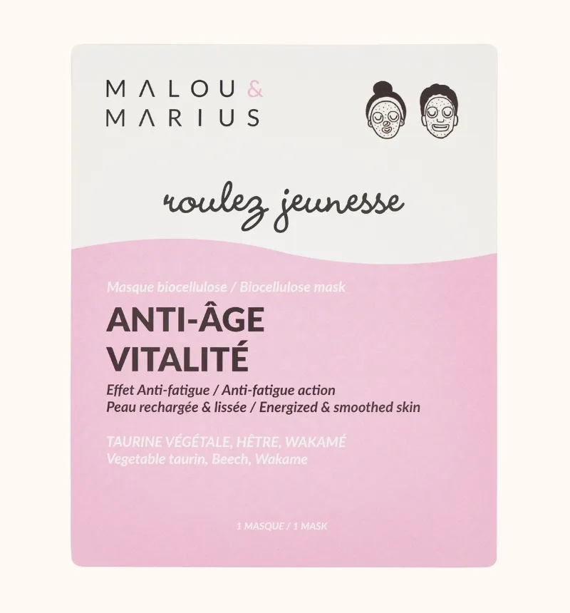 Masque Visage en fibres 100% naturelles Anti-âge et Vitalité Malou et Marius
