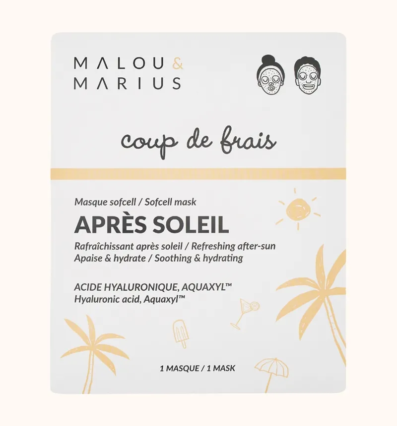 Masque Visage en fibres 100% naturelles Après-soleil Super Hydratant Malou et Marius